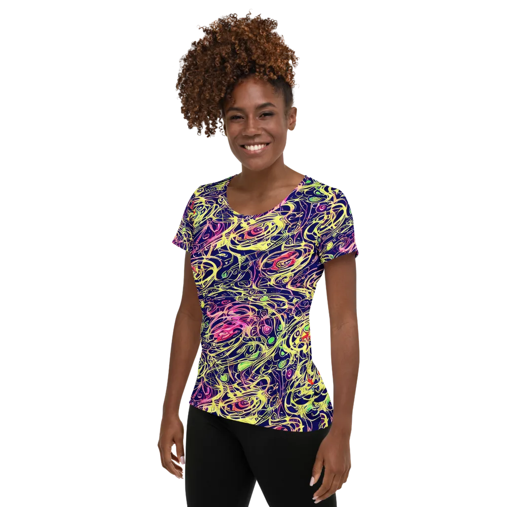 Lemon Ink Riptide on Women's Athletic T-Shirt — Left