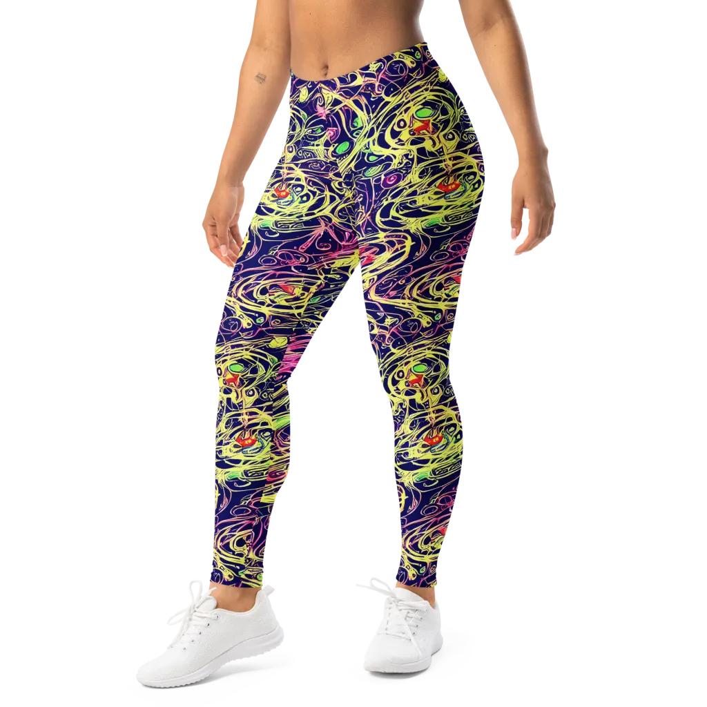 Lemon Ink Riptide on Leggings — Left Front