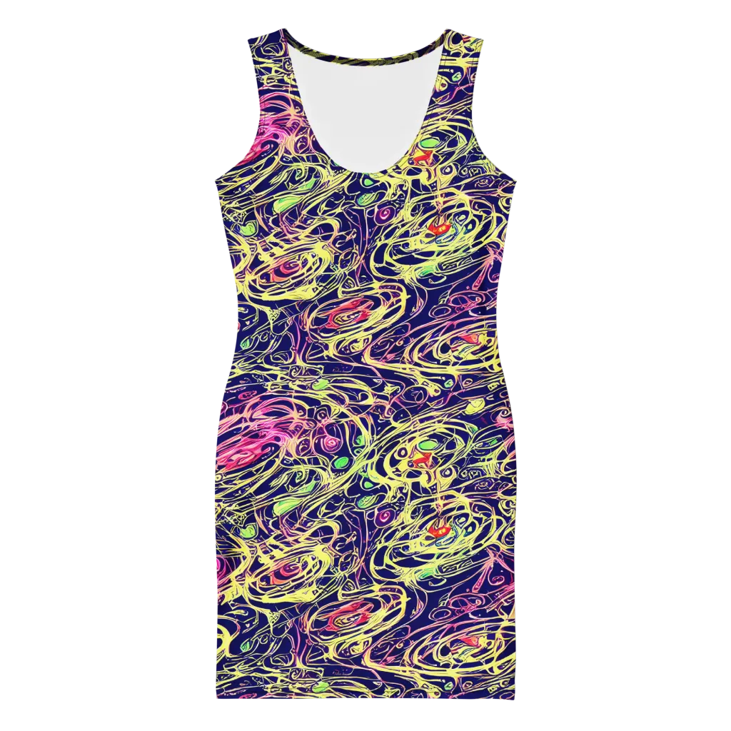 Lemon Ink Riptide on Bodycon Dress — Front