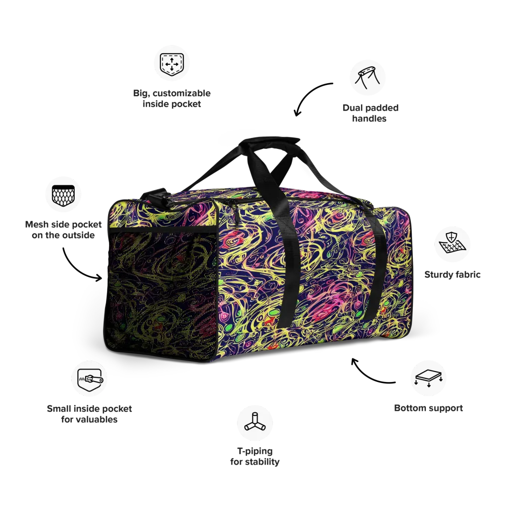 Lemon Ink Riptide on Duffle Bag — Right Front