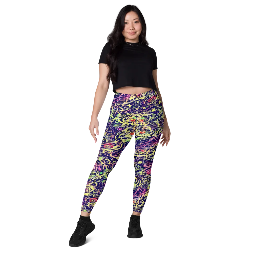 Lemon Ink Riptide on Leggings with Pockets — Front