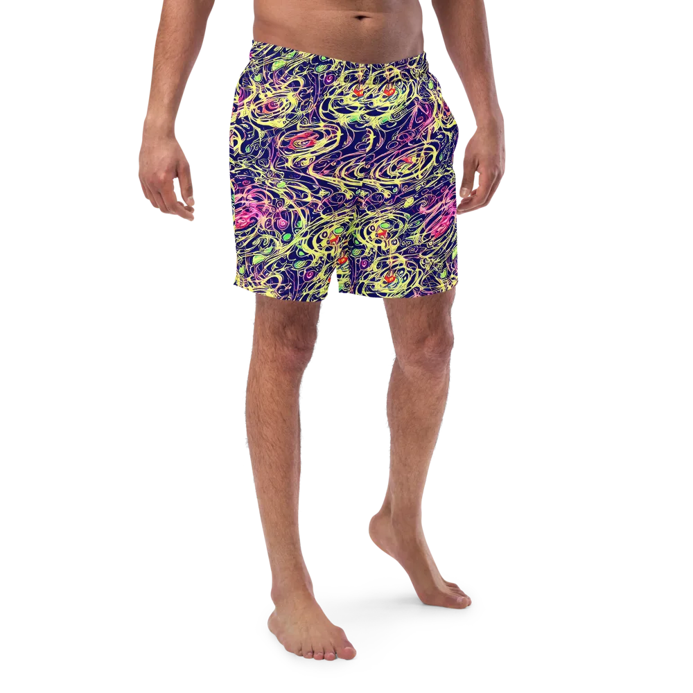 Lemon Ink Riptide on Swim Trunks — Front