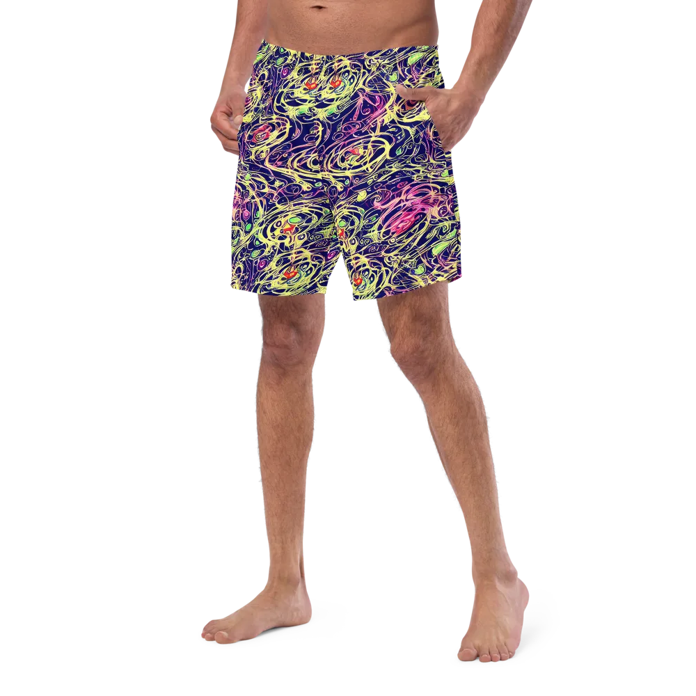 Lemon Ink Riptide on Swim Trunks — Left Front