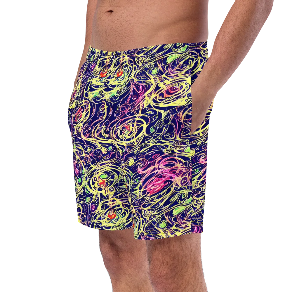 Lemon Ink Riptide on Swim Trunks — Left Front