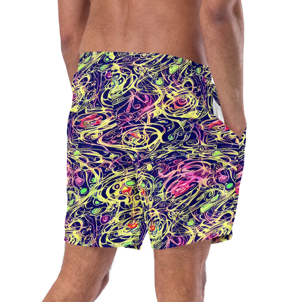 Lemon Ink Riptide on Swim Trunks — Right Back