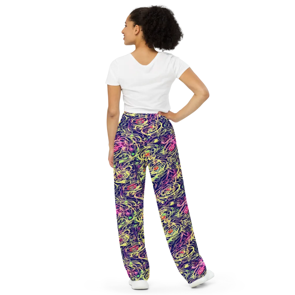 Lemon Ink Riptide on Wide-Leg Pants — Back