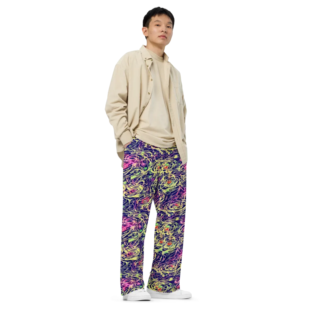 Lemon Ink Riptide on Wide-Leg Pants — Right Front