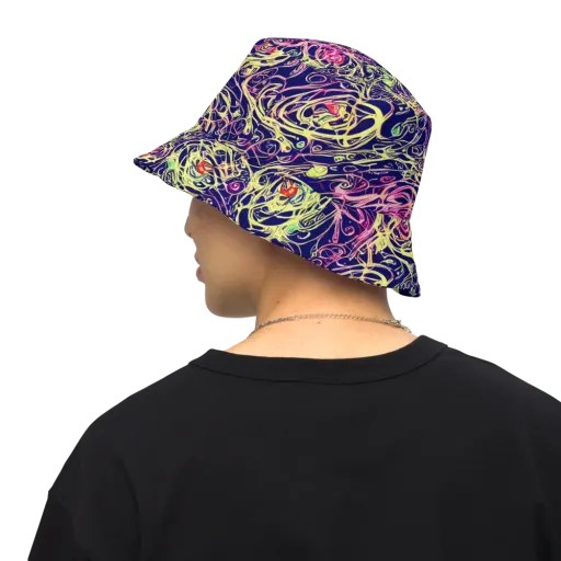 Lemon Ink Riptide on a Reversible Bucket Hat