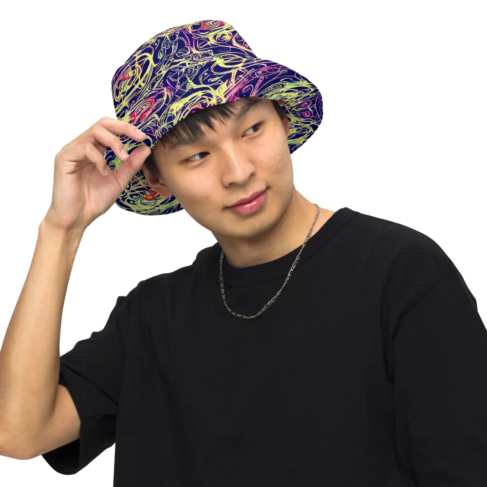 Lemon Ink Riptide on Reversible Bucket Hat — Front Inside