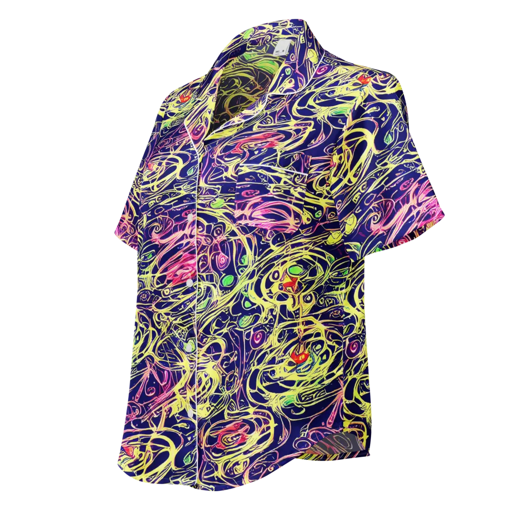 Lemon Ink Riptide on Women's Short Sleeve Pajama Top — Left Front