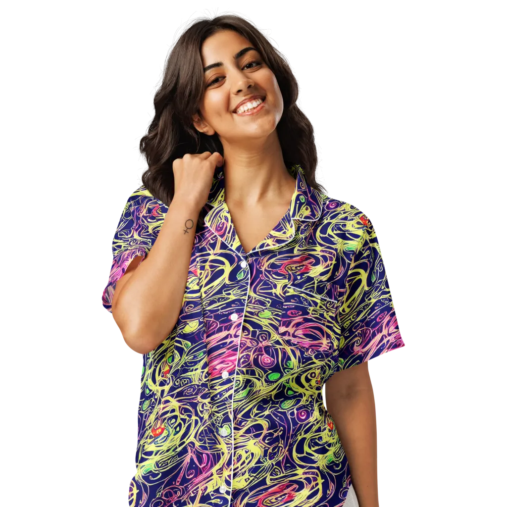 Lemon Ink Riptide on Women's Short Sleeve Pajama Top — Front