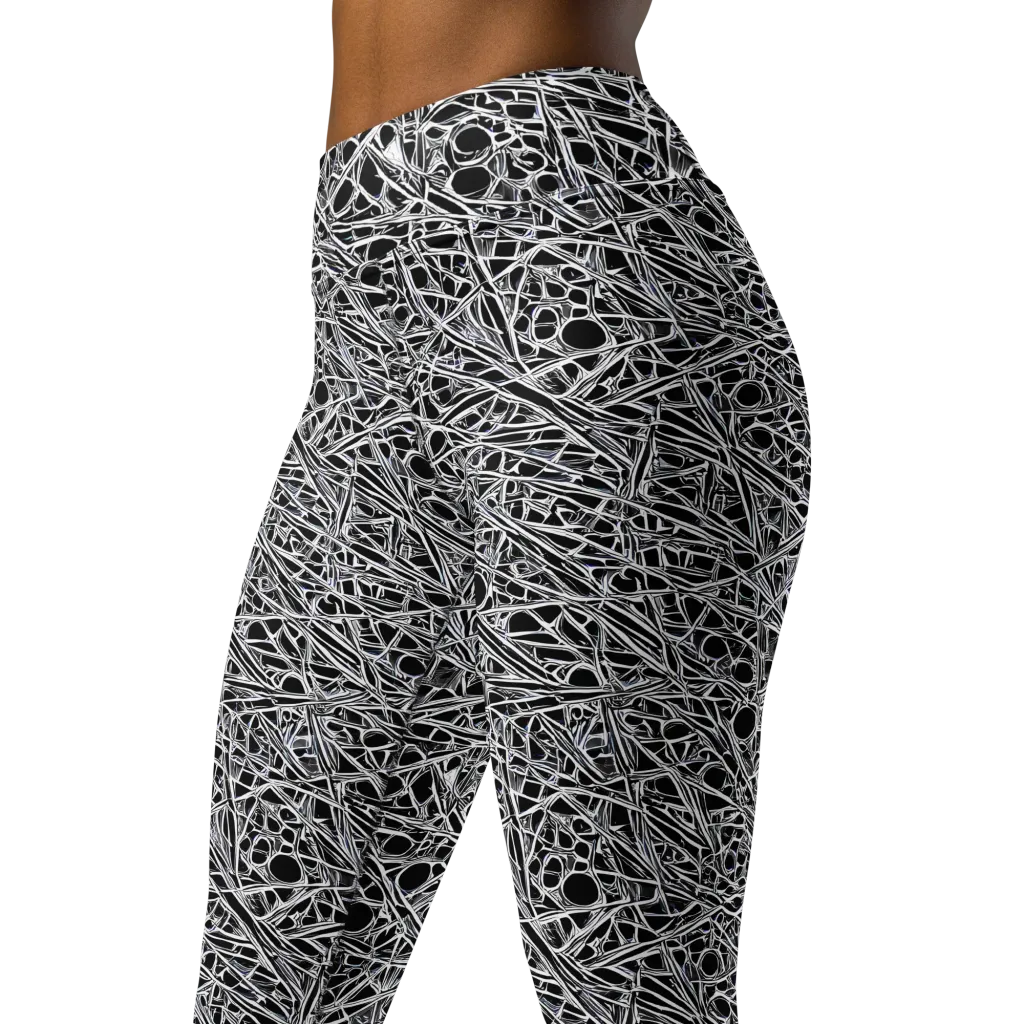 Black Circuit on Yoga Leggings — Left Front