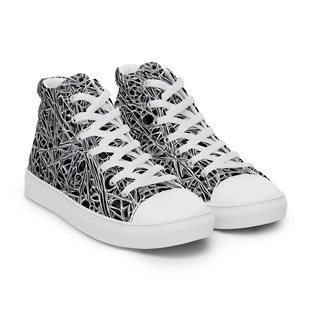 Black Circuit on Men's High Top Canvas Shoes — Right Front