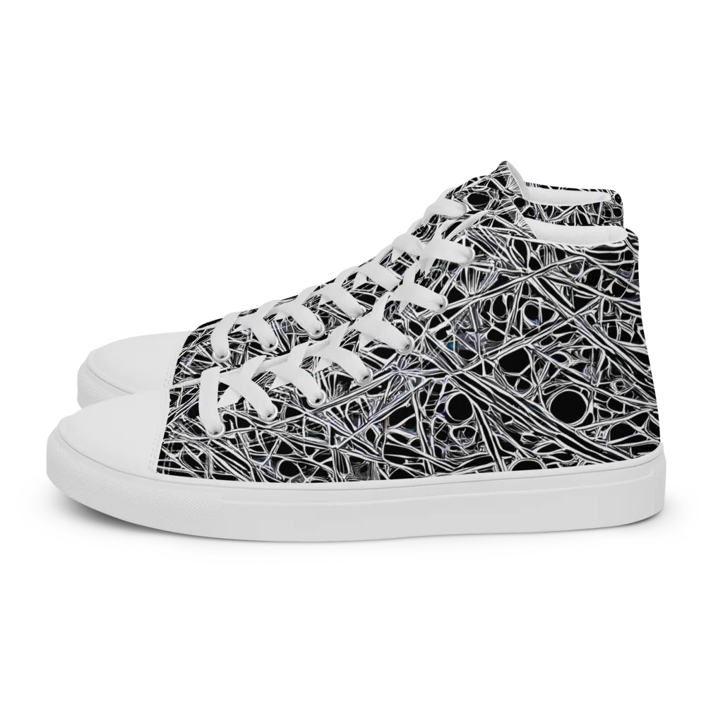 Black Circuit on Men's High Top Canvas Shoes — Left