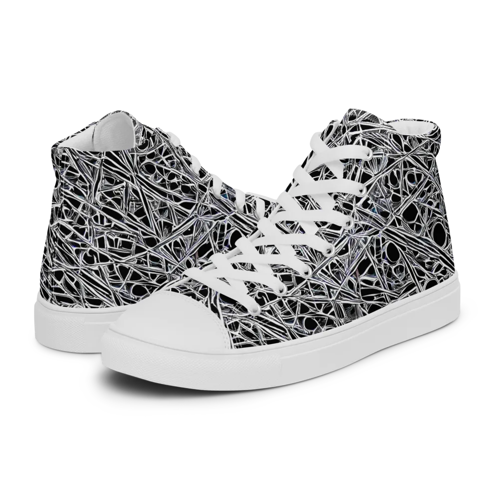 Black Circuit on Men's High Top Canvas Shoes — Left