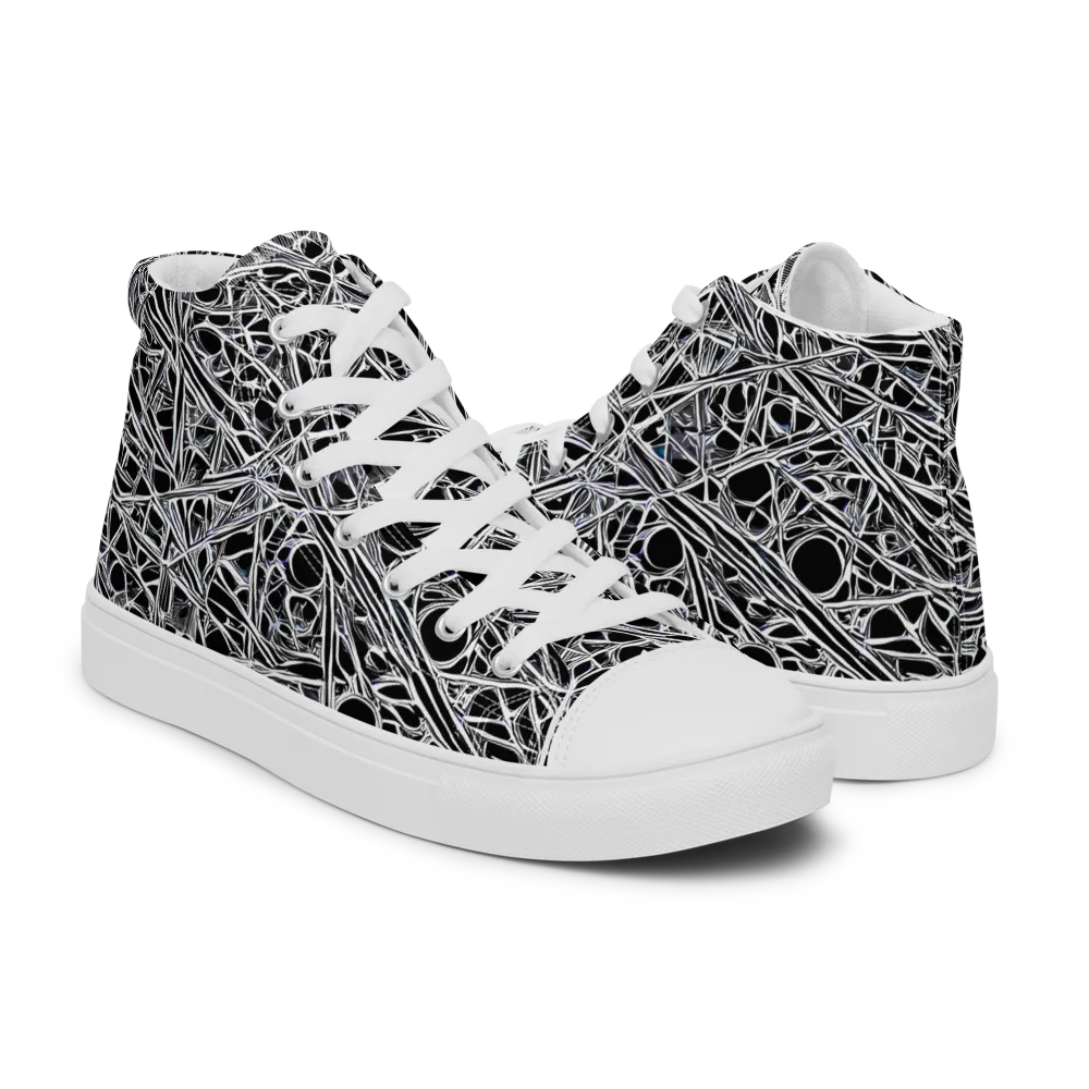 Black Circuit on Men's High Top Canvas Shoes — Right
