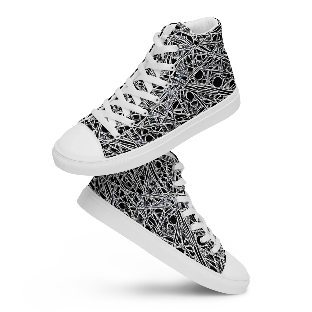 Black Circuit on Men's High Top Canvas Shoes — Front