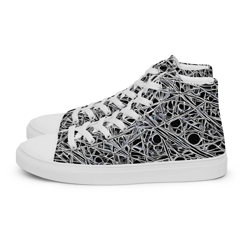 Black Circuit on Women's High Top Canvas Shoes — Left