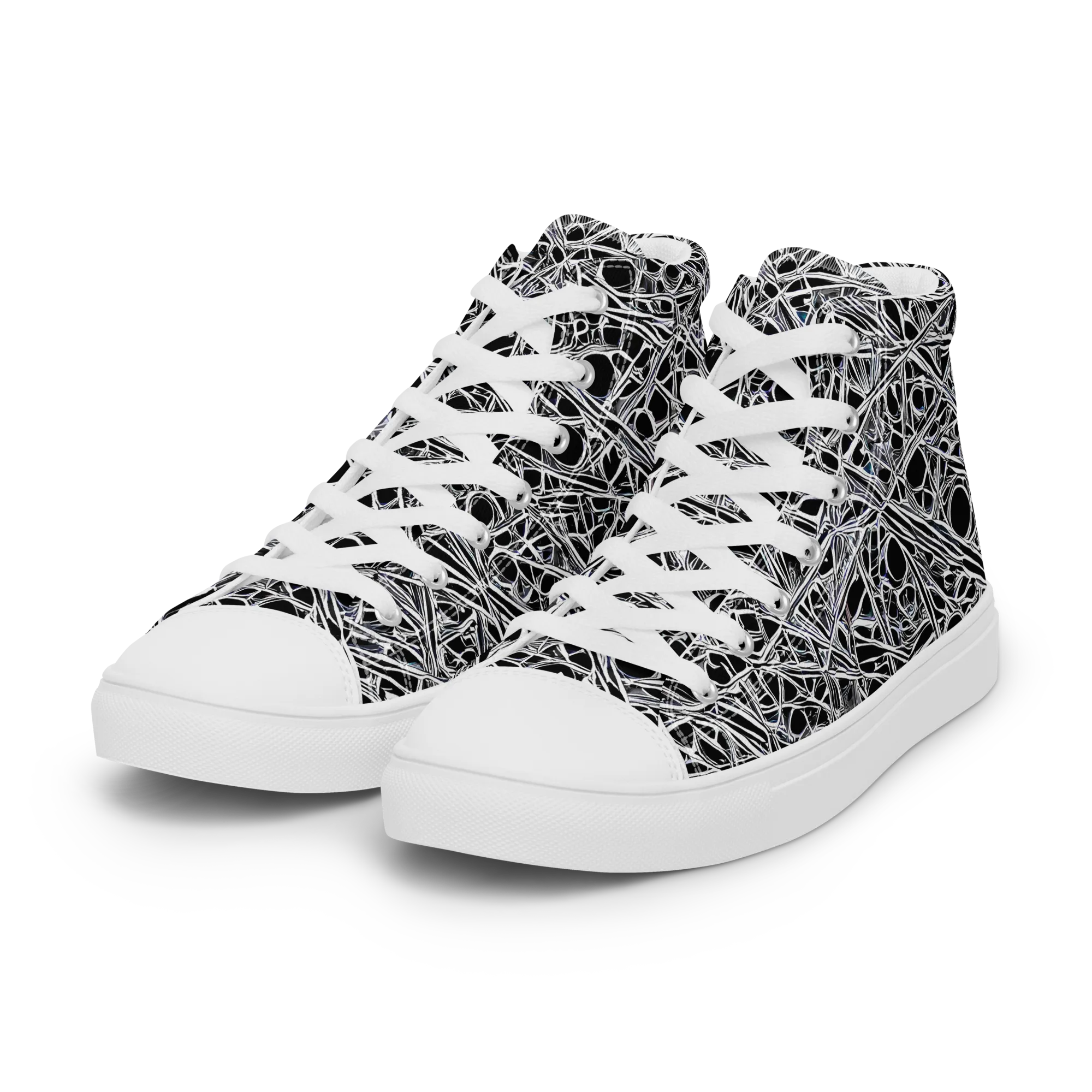 Black Circuit on Women's High Top Canvas Shoes — Left Front