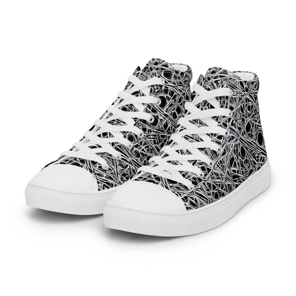 Black Circuit on Women's High Top Canvas Shoes — Left Front
