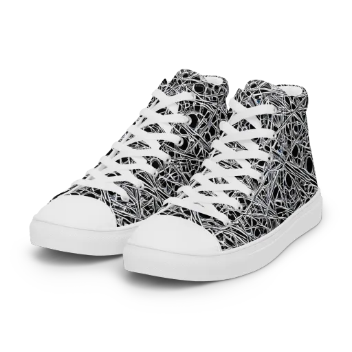 Black Circuit on a Women's High Top Canvas Shoes