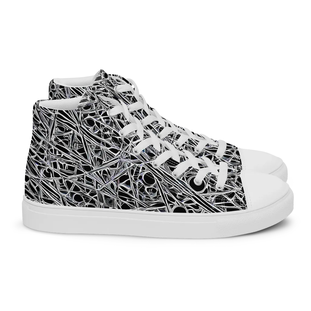 Black Circuit on Women's High Top Canvas Shoes — Right