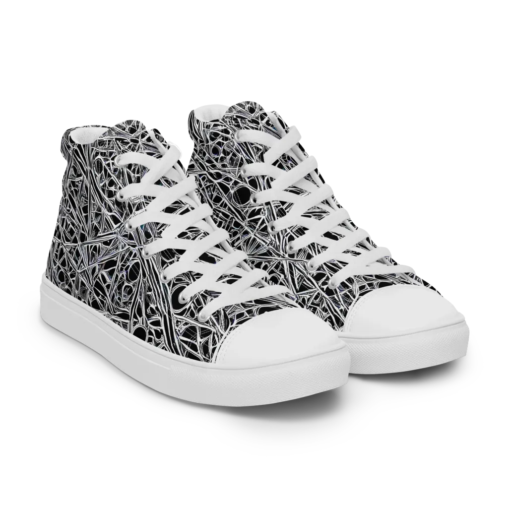 Black Circuit on Women's High Top Canvas Shoes — Right Front