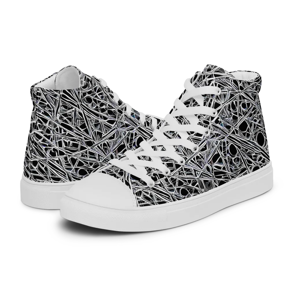 Black Circuit on Women's High Top Canvas Shoes — Left