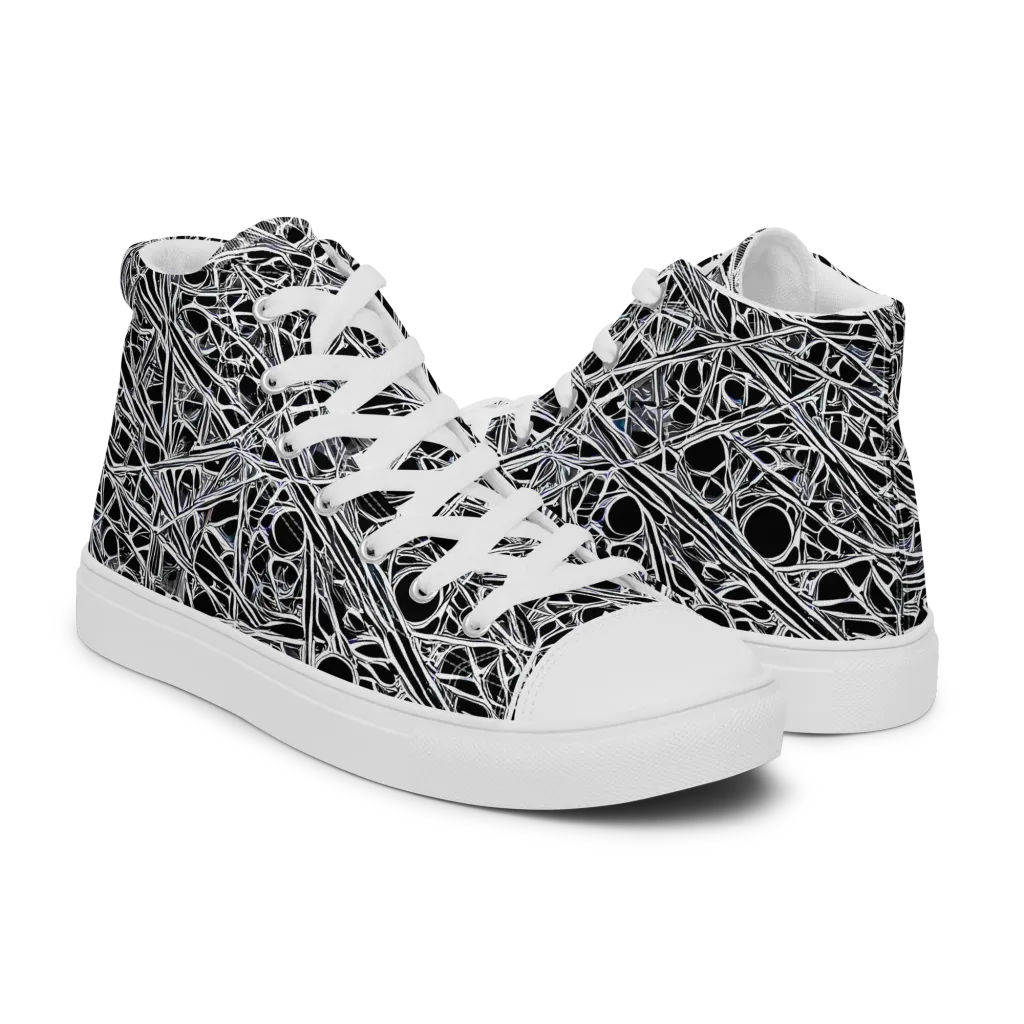 Black Circuit on Women's High Top Canvas Shoes — Right