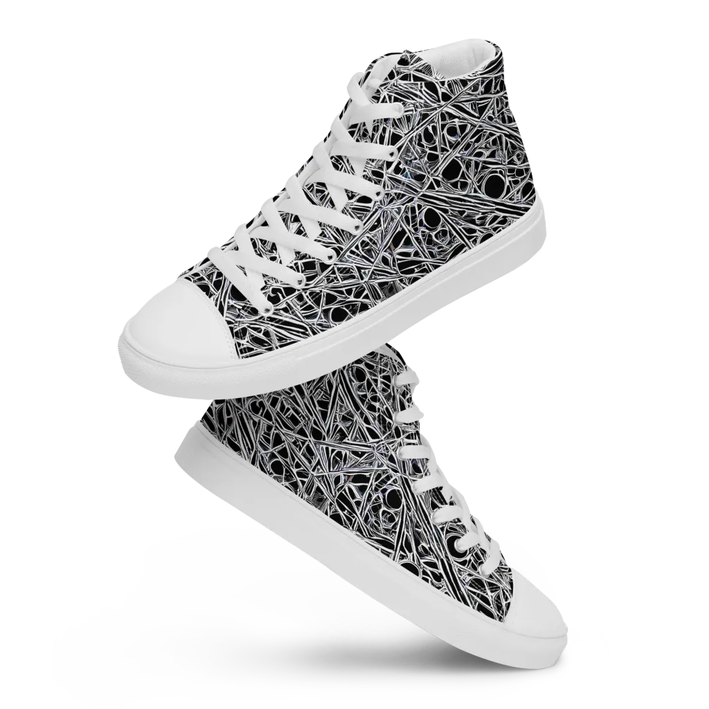 Black Circuit on Women's High Top Canvas Shoes — Front