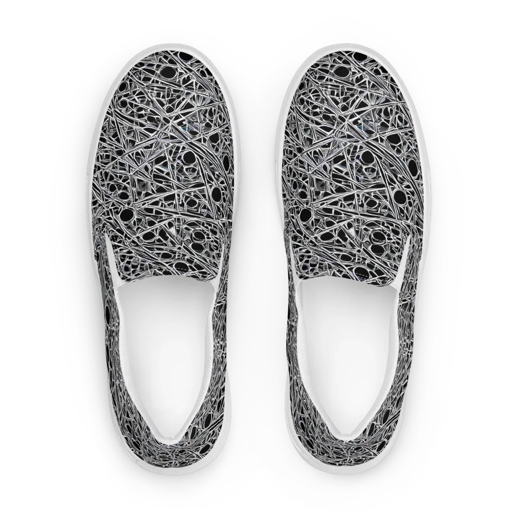 Black Circuit on Men's Slip-On Canvas Shoes — Front