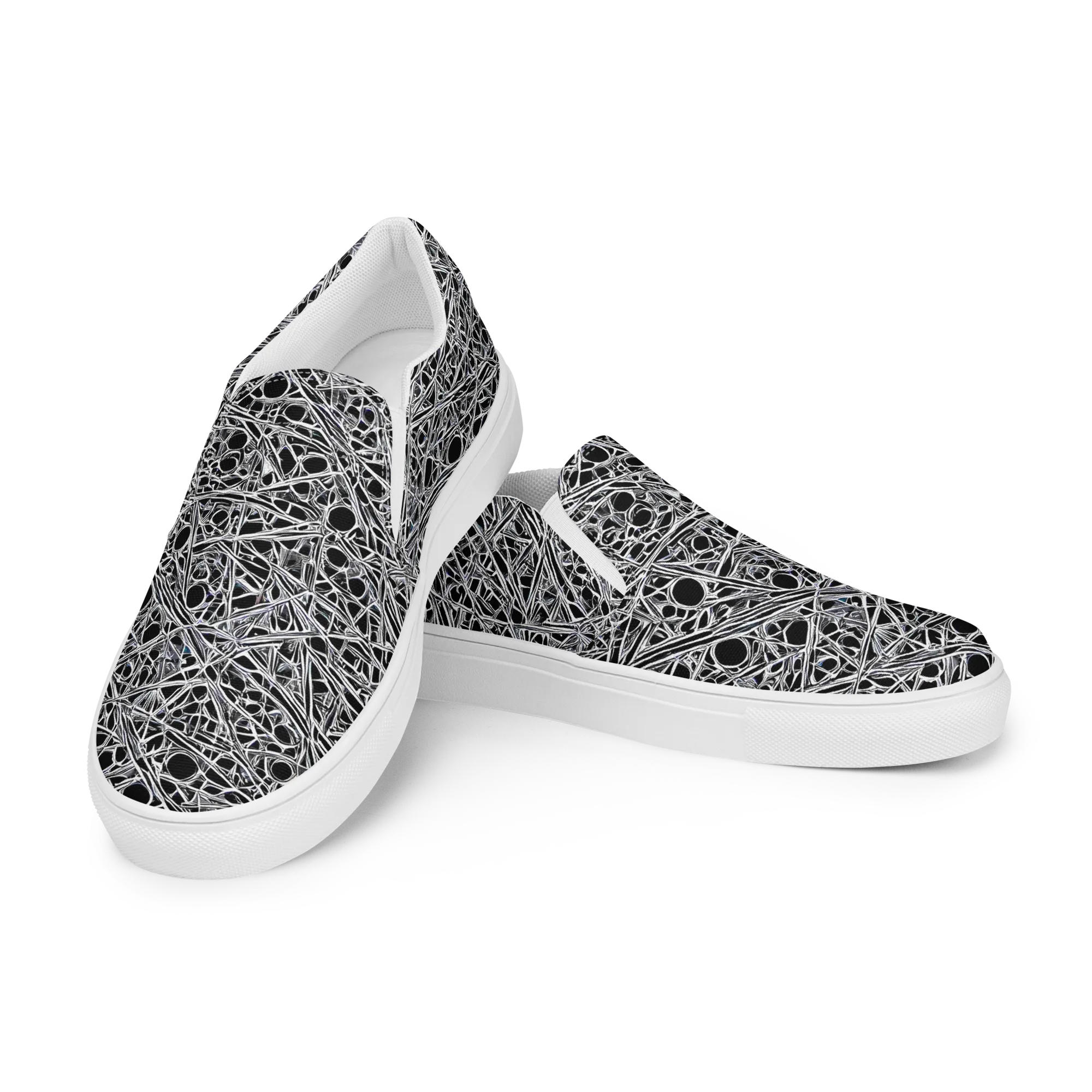Black Circuit on Men's Slip-On Canvas Shoes — Left Front
