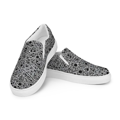 Black Circuit on a Men's Slip-On Canvas Shoes