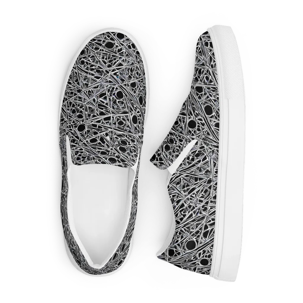 Black Circuit on Men's Slip-On Canvas Shoes — Front