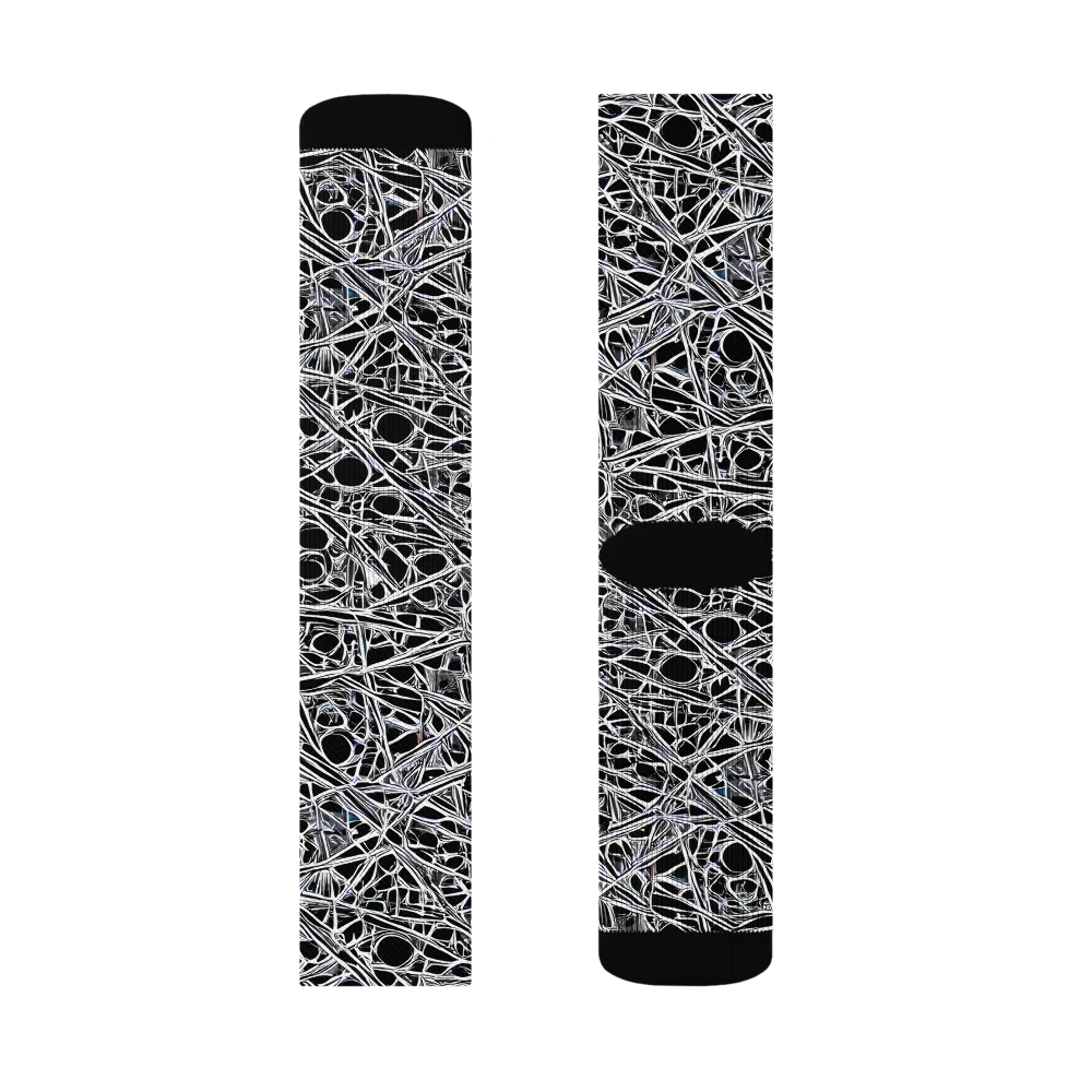 Black Circuit on Socks — Left Sock