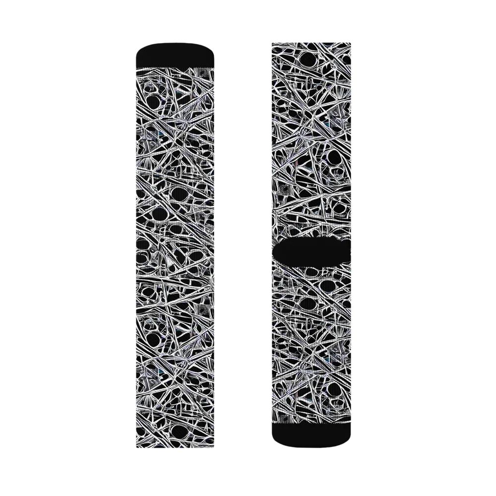 Black Circuit on Socks — Right Sock