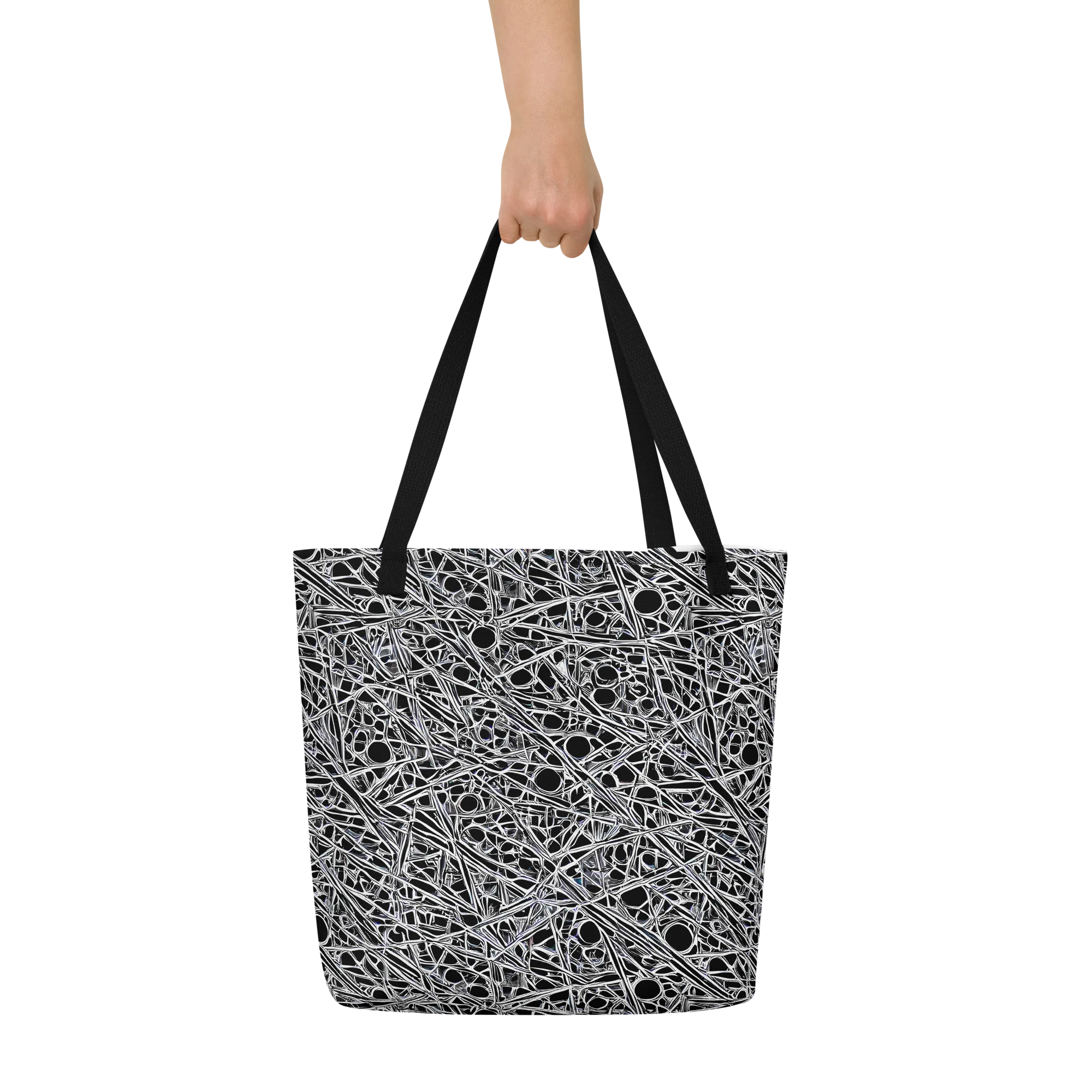 Black Circuit on Large Tote Bag W/ Pocket — Front