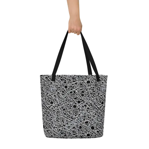 Black Circuit on a Large Tote Bag W/ Pocket