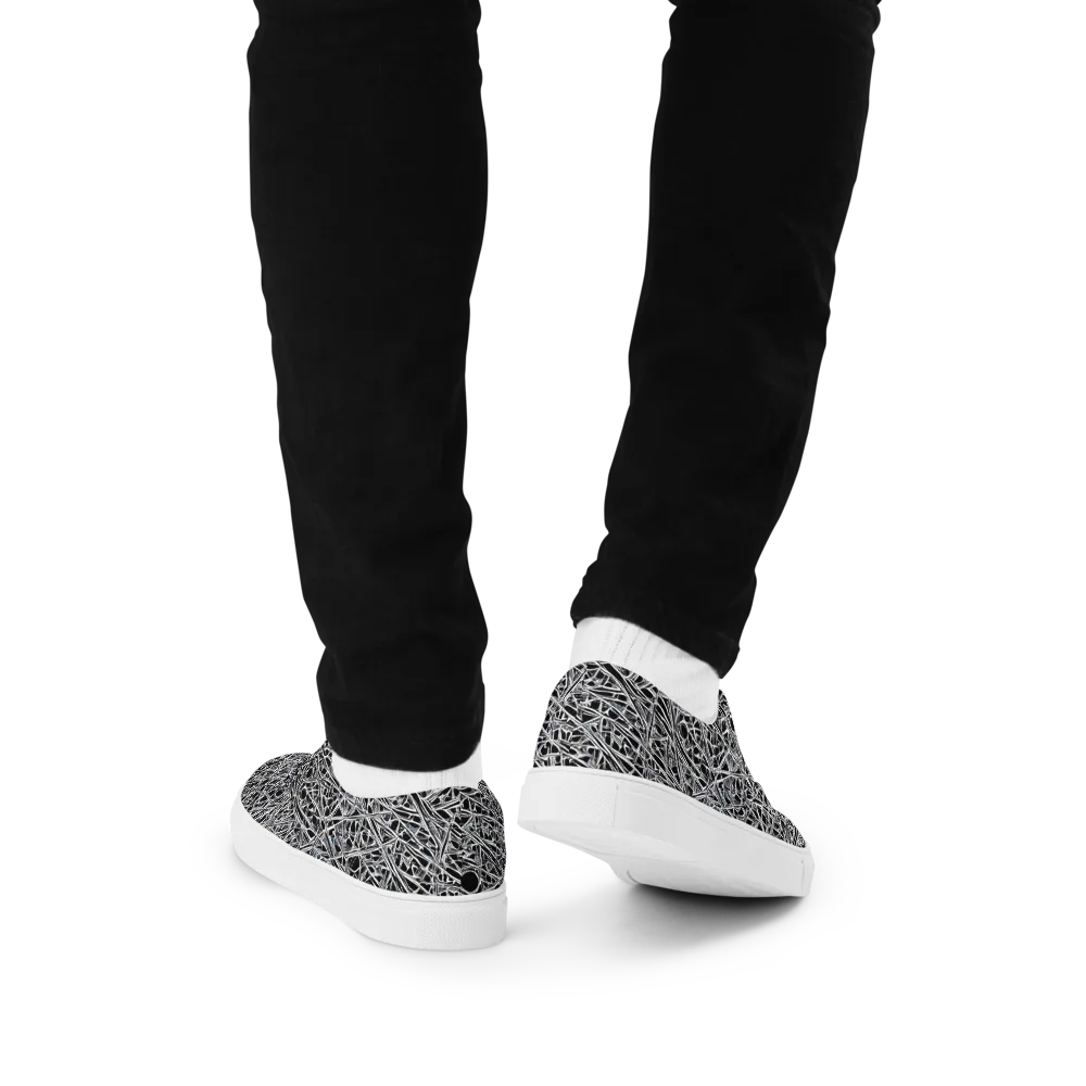 Black Circuit on Men's Lace-Up Canvas Shoes — Back
