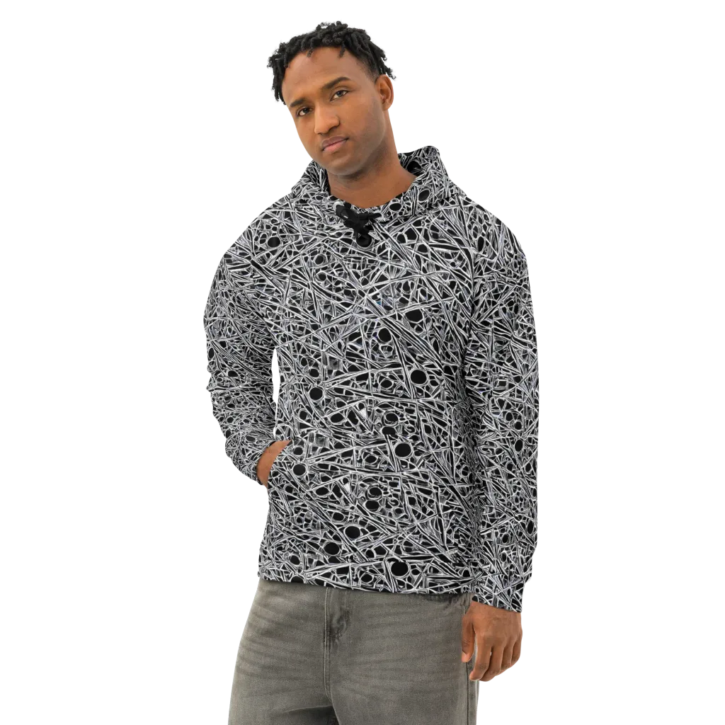 Black Circuit on Cotton Hoodie — Left Front