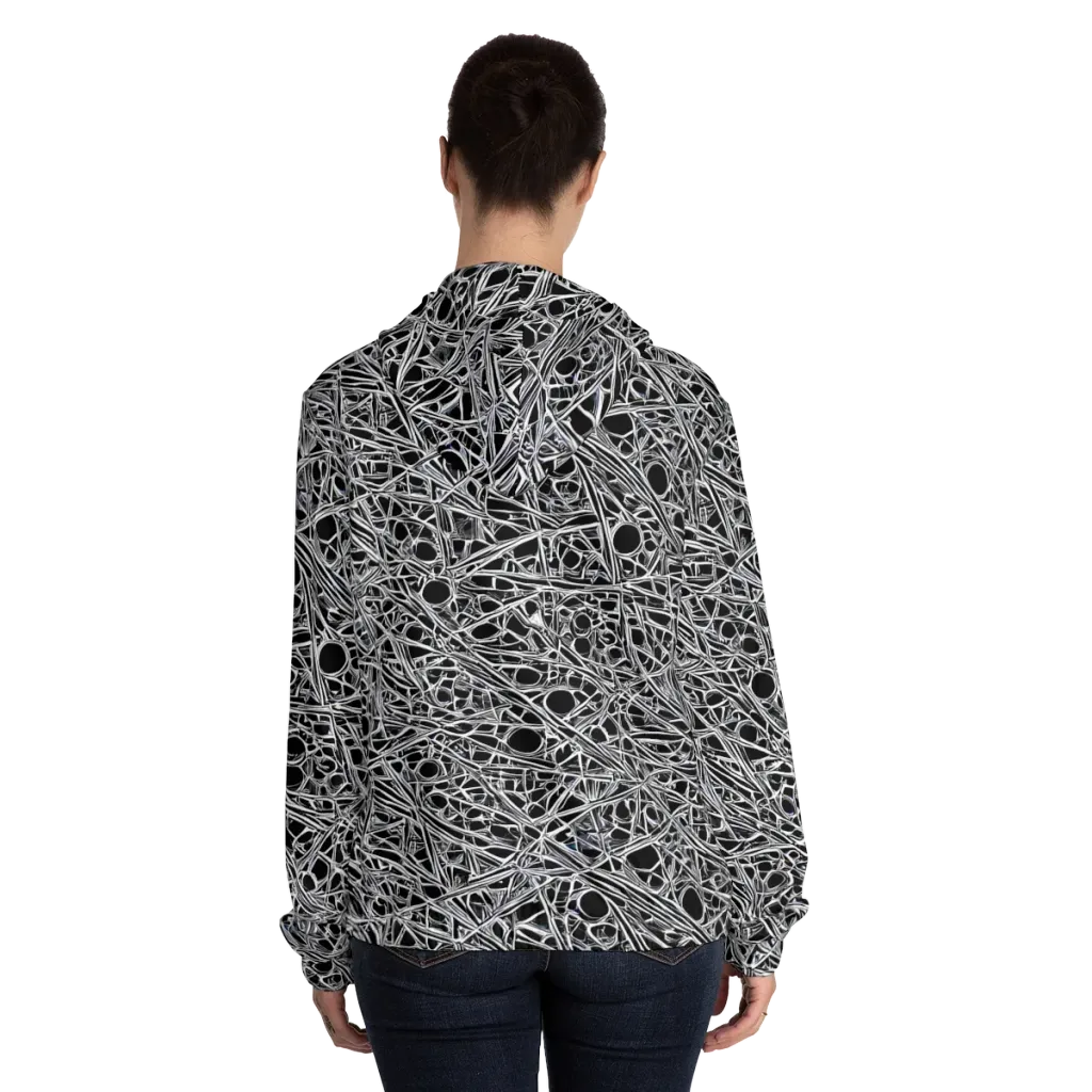 Black Circuit on Women's Full-Zip Hoodie — Back On Person