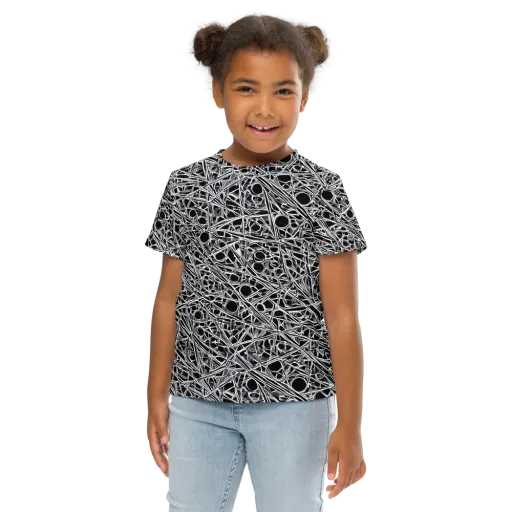Black Circuit on a Kids Crew Neck T-Shirt