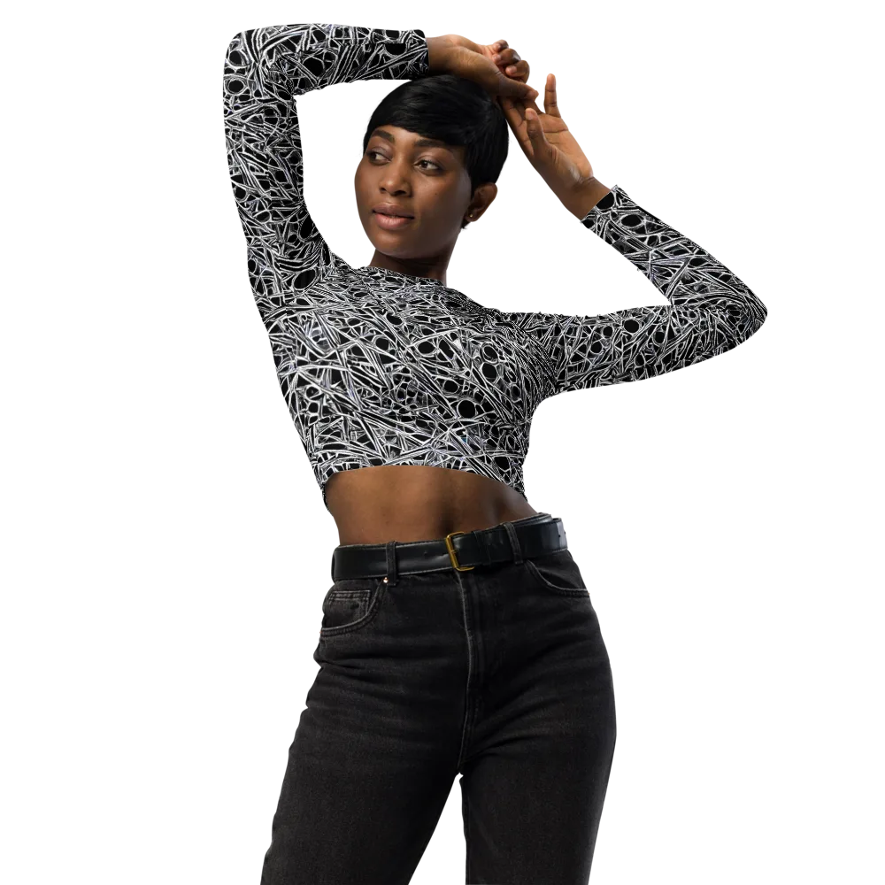 Black Circuit on Long Sleeve Crop Top — Front