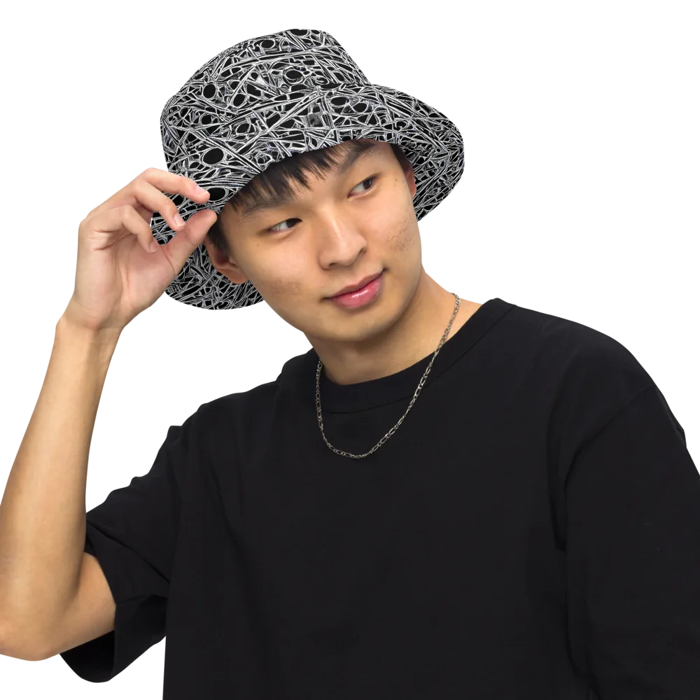 Black Circuit on Reversible Bucket Hat — Front Inside