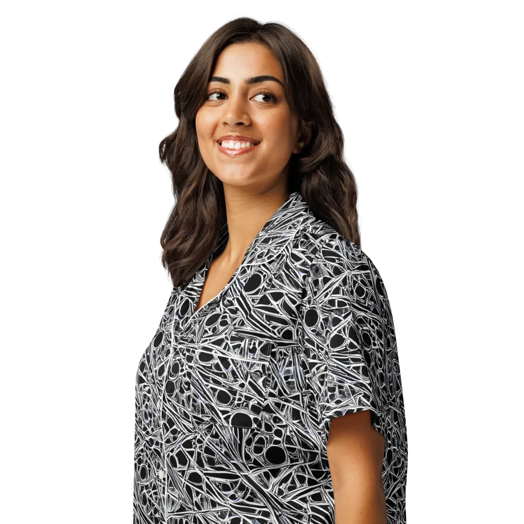 Black Circuit on Women's Short Sleeve Pajama Top — Left Front