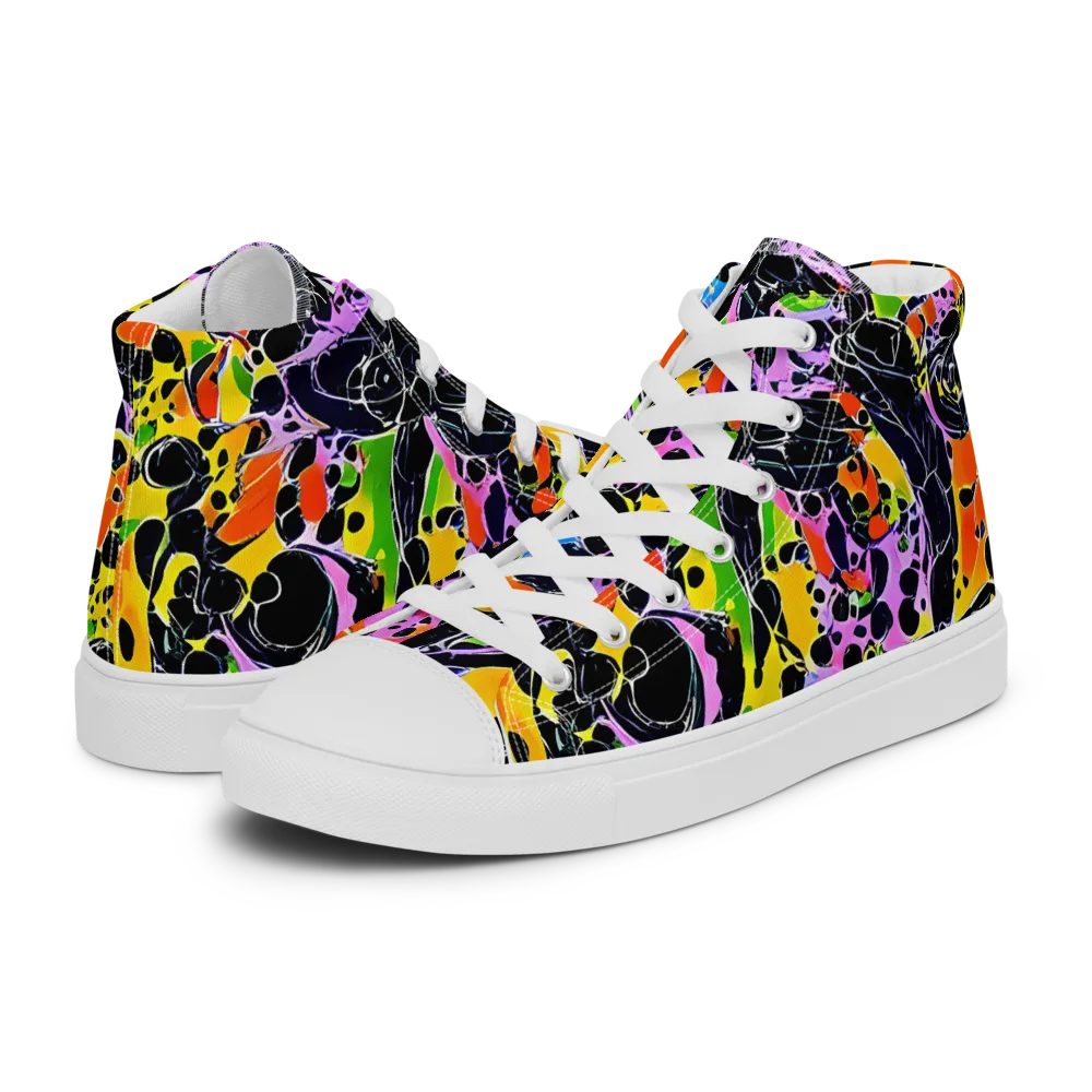 Amoeba Afterdark on Men's High Top Canvas Shoes — Left