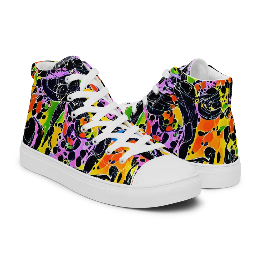 Amoeba Afterdark on Men's High Top Canvas Shoes — Right