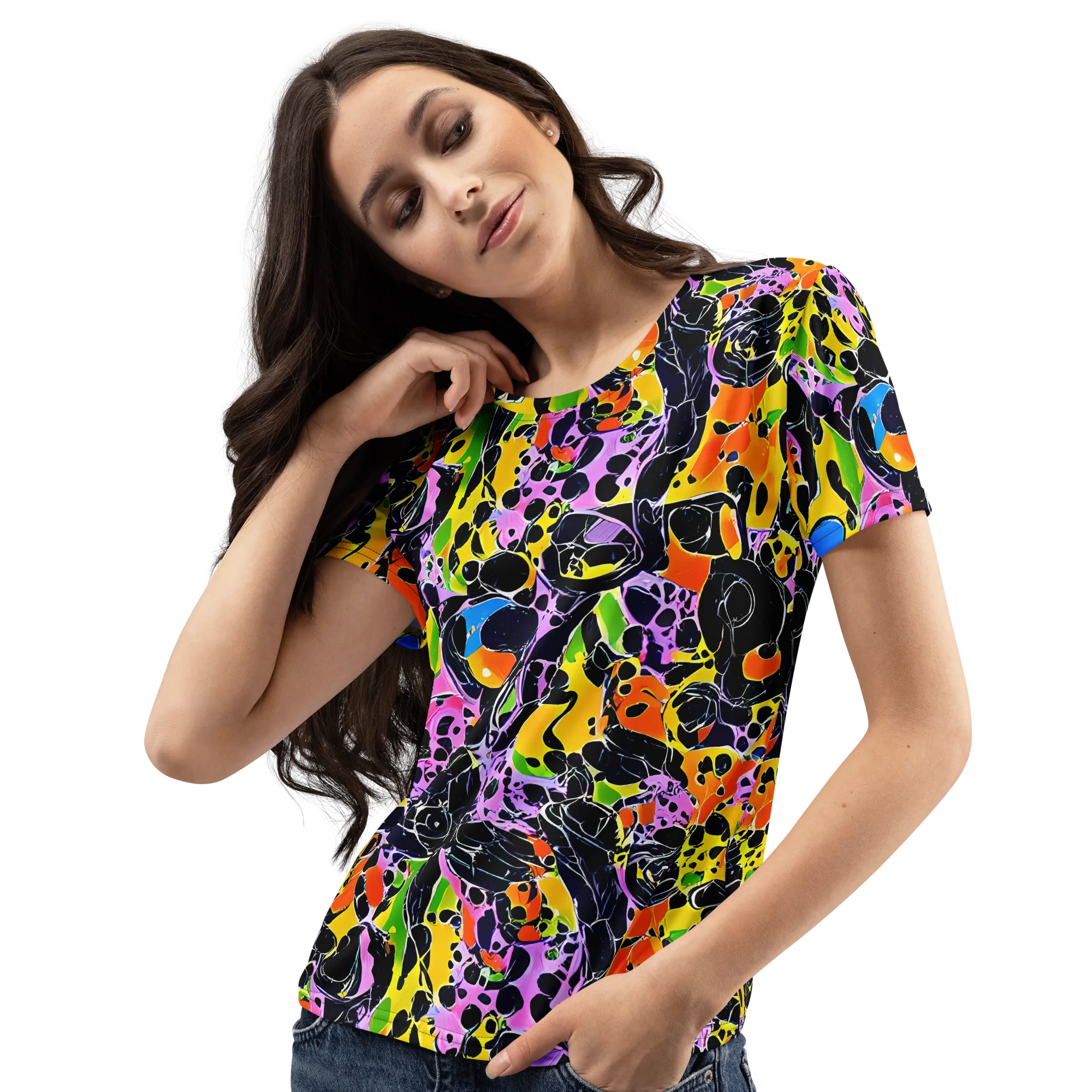 Amoeba Afterdark on Women's Crew Neck T-Shirt — Left Front