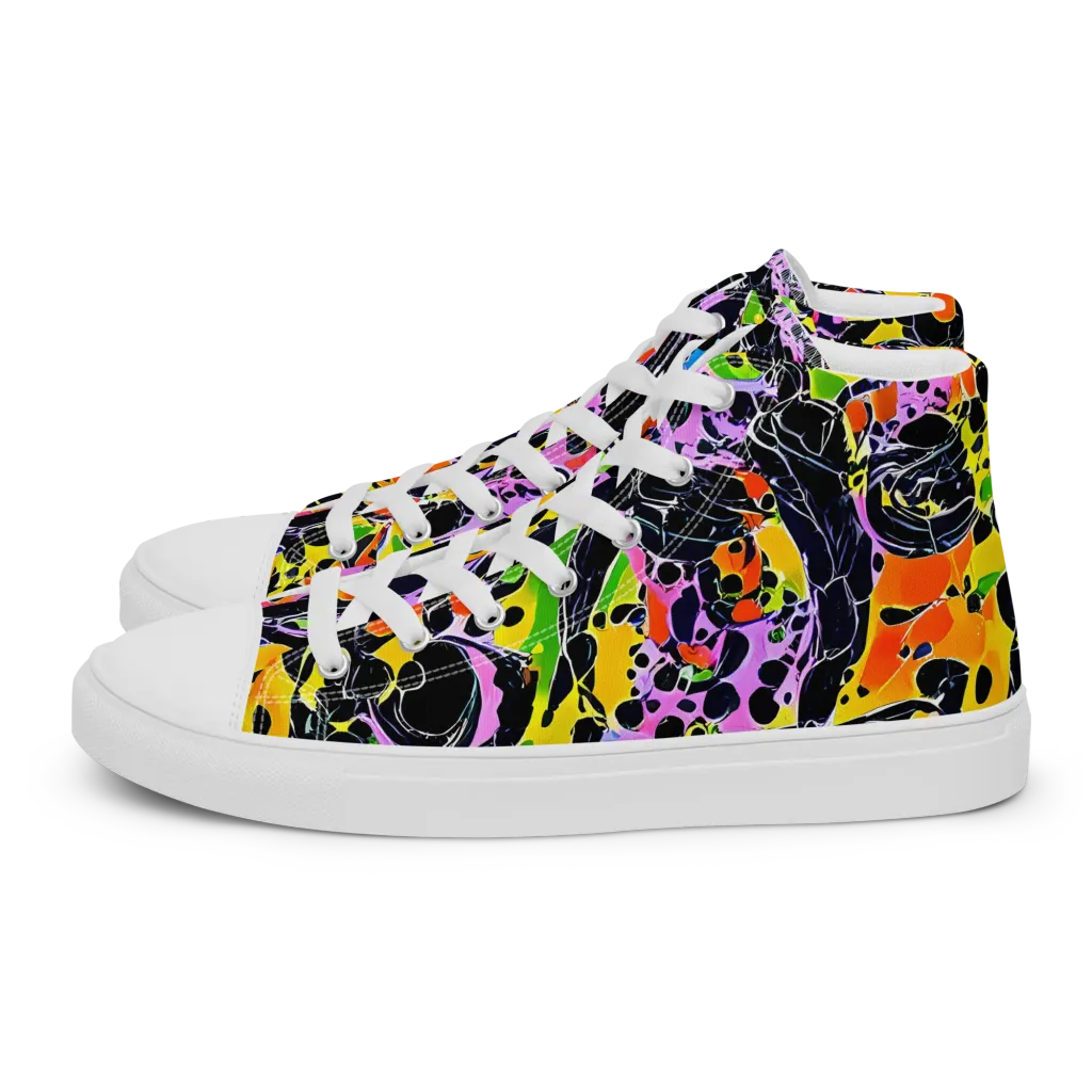 Amoeba Afterdark on Women's High Top Canvas Shoes — Left