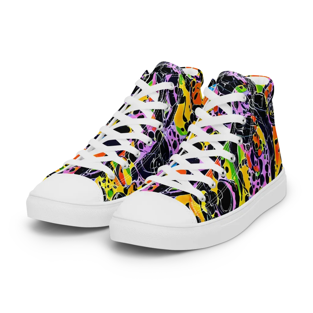 Amoeba Afterdark on Women's High Top Canvas Shoes — Left Front